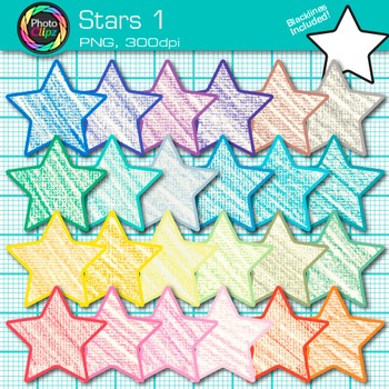 Reward Star Clipart: Cute Rainbow Clip Art Printable Commercial Use PNG B&W