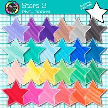 Preview of Reward Star Clipart: Cute Rainbow Clip Art Printable Commercial Use PNG B&W