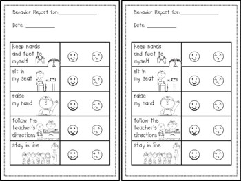 Behavior Charts For Kindergarten Template