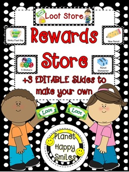 Preview of Reward Store ~ Black and White Polka Dots (editable)