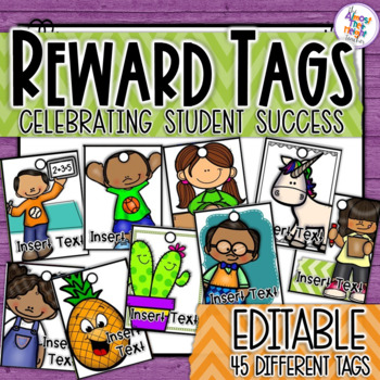Preview of Reward Tag  - 45 Editable Color Reward Tags.