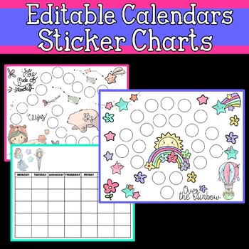Preview of Editable Calendars and Behavior Reward Sticker Charts - SET ONE