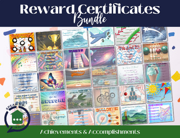 Preview of Rewards Certificates Bundle: Year End; Year Round; All-Purpose; Speech/Classroom