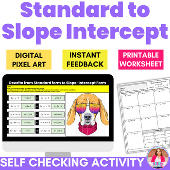 Preview of Rewrite Standard Form to Slope Intercept Form Digital Print Practice Activity