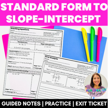 Preview of Rewrite Standard Form to Slope Intercept Form Guided Notes Practice Exit Ticket