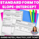 Rewrite Standard Form to Slope Intercept Form Guided Notes