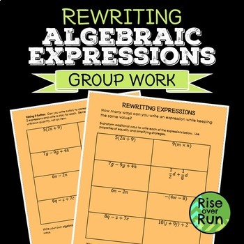Preview of Rewriting Algebraic Expressions Group Activity