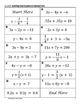 Rewriting/Converting Linear Equations into Standard Form Matching/Sort