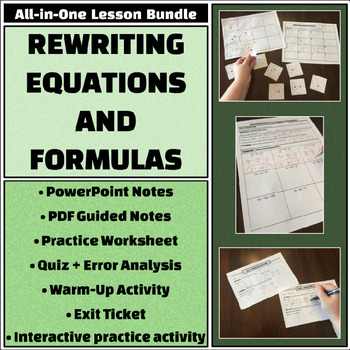 Preview of Rewriting Equations & Formulas - All-in-One Bundle - Notes, activities, & more!