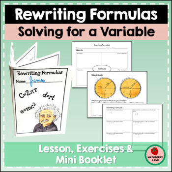 Preview of Rewriting Formulas Lesson with Practice Exercises Mini Booklet