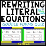 Rewriting Literal Equations: Google Forms Quiz -20 Problems