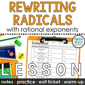 Preview of Rewriting Radicals Lesson