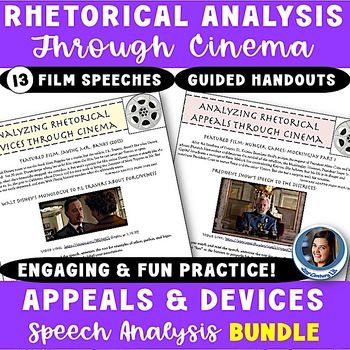 Preview of Rhetorical Devices & Appeals Movie Speeches Bundle Rhetoric Analysis Activities