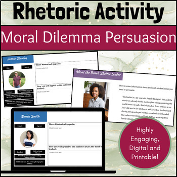 Preview of Rhetoric and Persuasion Moral Dilemma Activity: Digital and Printable!