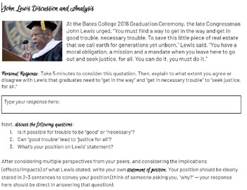 Preview of Rhetorical Analysis Assignment: John Lewis