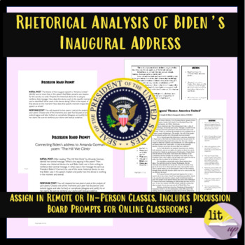 Preview of Rhetorical Analysis Biden's Inaugural Address (Remote) High School