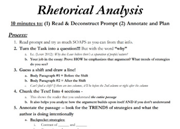 Preview of Rhetorical Analysis Cheat Sheet, Outline, and Sentence Stems