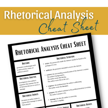 Preview of Rhetorical Analysis Cheat Sheet for AP English and ELA