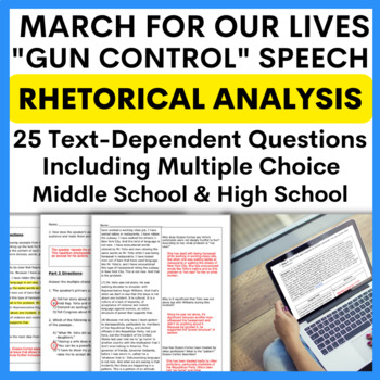 Preview of Rhetorical Analysis Google Classroom & Printable Packet - "Gun Control" Speech