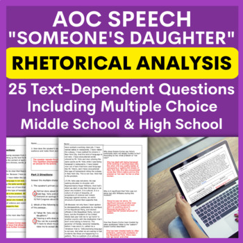 Preview of Rhetorical Analysis Google Doc Packet & Printable - AOC "Women's Rights" Speech