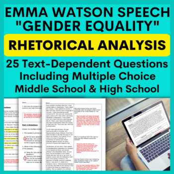 Preview of Rhetorical Analysis Google Doc Packet & Printable - Emma Watson "Women's Rights"