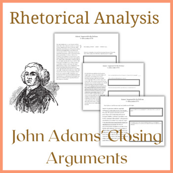 Preview of Rhetorical Analysis Handouts Over John Adams' Closing Arguments; Boston Massacre