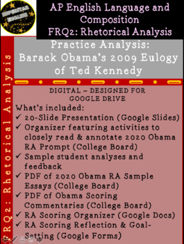 Preview of Rhetorical Analysis Obama Eulogy Kennedy 20 Exam FRQ Activities AP Language