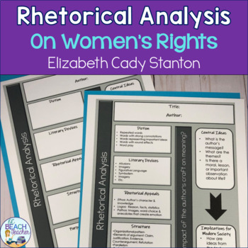 Preview of Rhetorical Analysis "On Women's Rights" by Elizabeth Cady Stanton Lesson