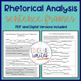 Rhetorical Analysis Sentence Frames for Nonfiction Texts