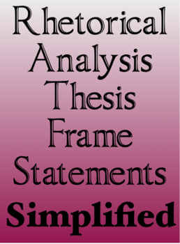 Preview of Rhetorical Analysis Thesis Frame Statements | AP Lang