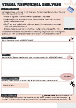 Preview of Rhetorical/Argument Analysis Video Worksheet: *USE WITH ANY VIDEO ARGUMENT*