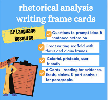 Preview of Rhetorical Analysis Writing Cards - AP Language / Pre-AP Essay Writing Scaffold