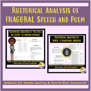 Preview of Rhetorical Analysis of Inaugural Speech & Poem (Remote or In-Person) High School