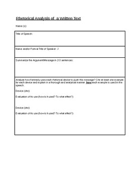 rhetorical analysis speech worksheet pdf