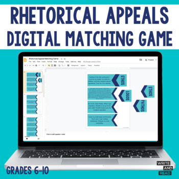 Preview of Rhetorical Appeal Digital Matching Game - Ethos, Logos, Pathos