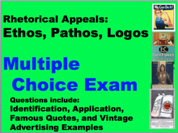 Preview of Rhetorical Appeals: Ethos, Pathos, Logos Multiple Choice (EDITABLE) TEST