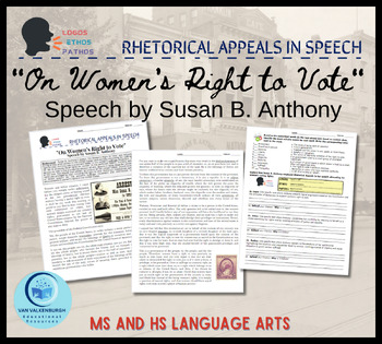 Preview of Rhetorical Appeals:  "On Women's Right to Vote" Speech by Susan B. Anthony