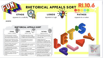 Preview of Rhetorical Appeals Sort Drag & Drop Digital and Print Game EOC PREP FUN RI.10.6