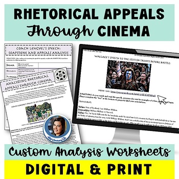 Preview of Rhetorical Appeals in Movie Speeches Print & Digital Bundle - Ethos Pathos Logos