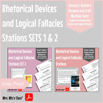 Preview of Rhetorical Device and Logical Fallacies Stations SETS 1&2