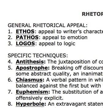 what are examples of rhetorical devices