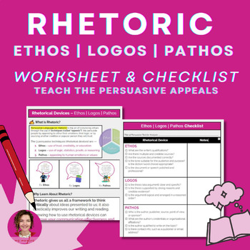 Preview of Rhetorical Devices Handout | Ethos Logos Pathos Checklist for Persuasive Writing