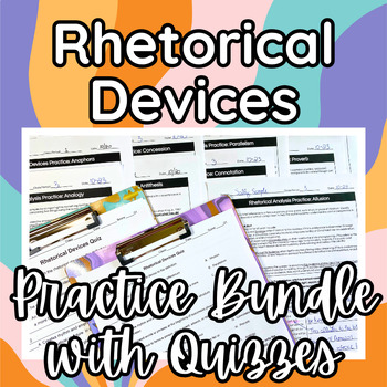 Preview of Rhetorical Devices Practice Worksheet Bundle with Quizzes