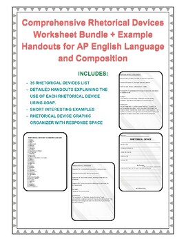 Preview of Rhetorical Devices Worksheet Bundle + Example Handouts-AP™ English Lang & Comp