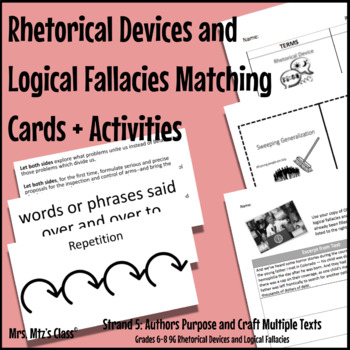 Preview of Rhetorical Devices and Logical Fallacies Matching Cards + Activities 