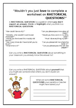 rhetorical questions work sheet by media masters for kids tpt