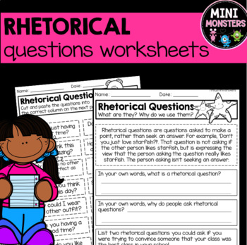 rhetorical questions worksheets by mini monsters tpt