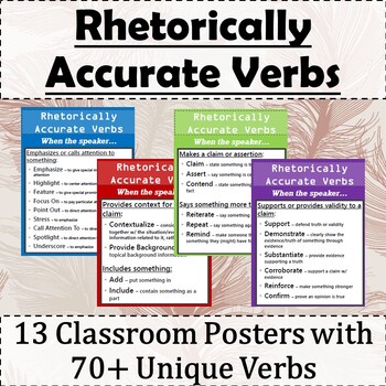Preview of Rhetorically Accurate Verbs Posters: 13 Posters to Expand Students' Vocabulary