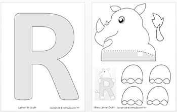 Rhino and Letter "R" Crafts plus Letter Tracing Pages by Crafting ...