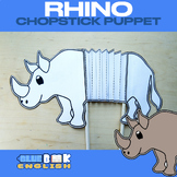 Rhinoceros Chopstick Puppet Craft, Mammal, Accordion Puppe